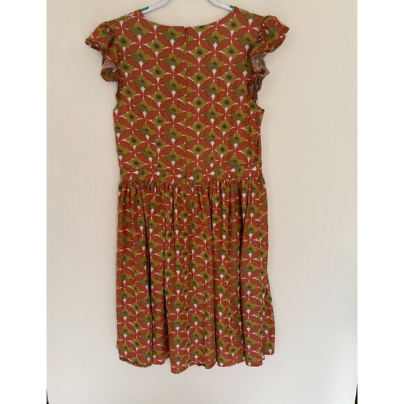 Matilda Jane Girls Floral Ruffle Dress Size L Orange & Green Polyester Blend - Picture 3 of 6